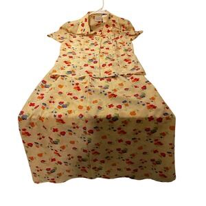 Vintage Miss Lauren Gayle Womens Petite Yellow Floral Top & Skirt. K55‎